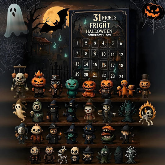 🔥🎃31 Nights of Fright – Halloween Countdown Box with Figurines