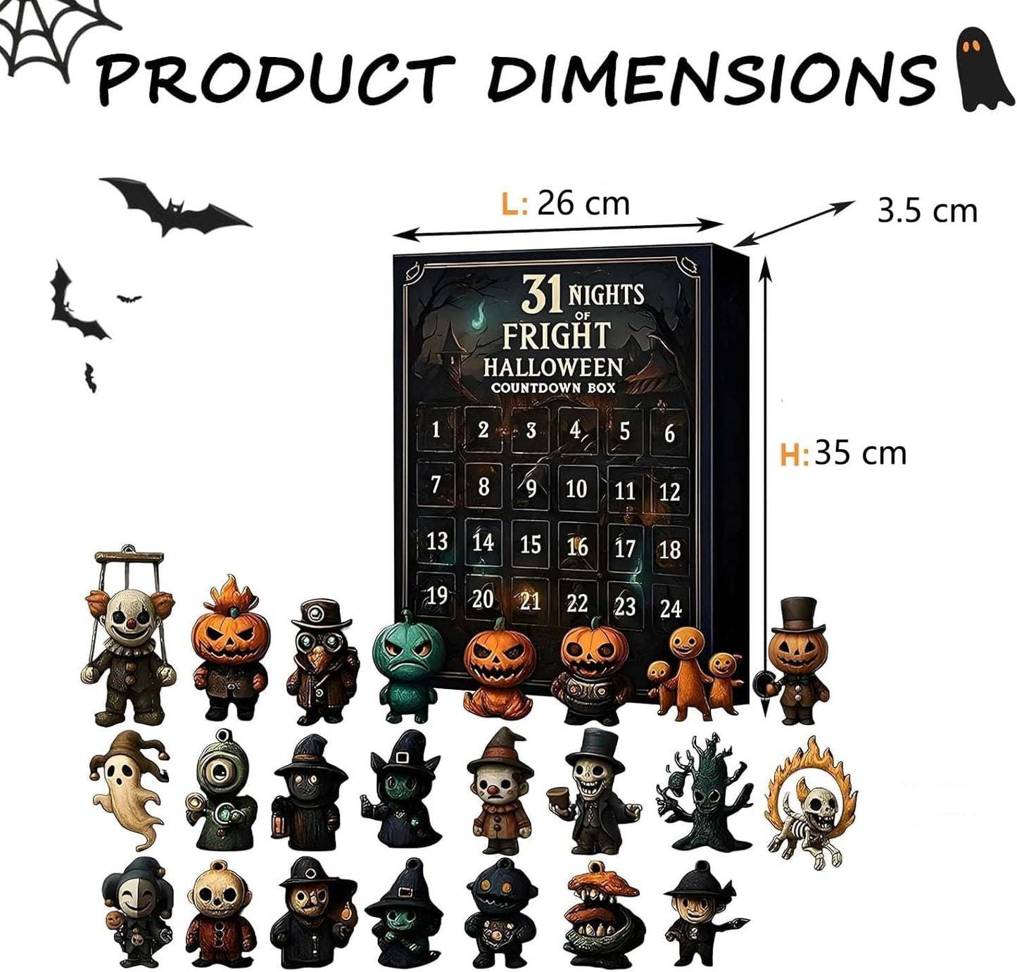 🔥🎃31 Nights of Fright – Halloween Countdown Box with Figurines